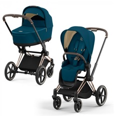 Коляска 2в1 Cybex Priam IV Mountain Blue, шасси RoseGold