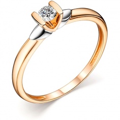 Кольцо с 1 бриллиантом из красного золота р. 18 Алкор 14484-100 АЛЬКОР