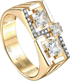 Кольцо из желтого золота с бриллиантом/горным хрусталем р. 17,5 Kabarovsky 11-21112-5500
