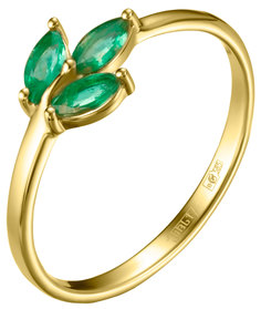 Кольцо из желтого золота с изумрудом р. 18 АПАРТ 21012813-9 Apart