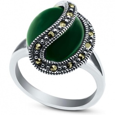 Кольцо из серебра с агатом/марказитом р. 17 Silver Wings 210004e-39-246