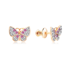 Серьги пусеты из серебра с фианитом VALTERA 118425