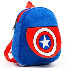 Рюкзак плюшевый "Капитан Америка" на молнии, с карманом, 19х22 см, Мстители Marvel
