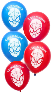 Воздушные шары «С Днем Рождения», Человек-паук, 5 шт., 12" Marvel