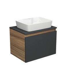 Тумба с раковиной 60 Bau (Тумба 60, графит + раковина Cerama 48х37, белая) Bauedge