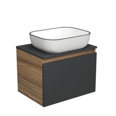 Тумба с раковиной 60 Bau (Тумба 60, графит + раковина Stil Black Rand 50х40, белая) Bauedge