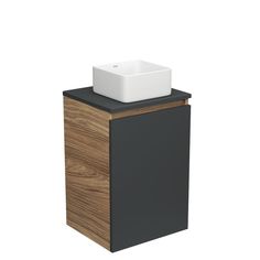 Тумба с раковиной 40 Bau (Тумба 40, графит + раковина квадратная Hotel mini 24х24, белая) Bauedge