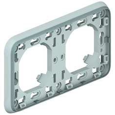 Горизонтальная рамка Legrand 2-м Plexo с суппортом, серая Leg125010 069683