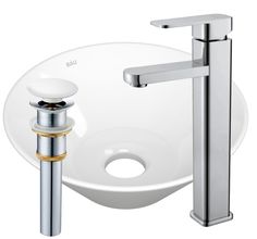 Раковина накладная со смесителем и выпуском Bau Dream D43, белая Bauedge