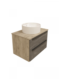 Тумба с раковиной в ванную подвесная Teymi Helmi 70, серый камень/дуб T60307 - T50104