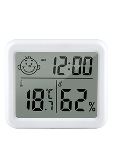 Термометр URM комнатный электронный, гигрометр, мини-метеостанция, 8x7 см, белый