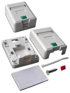 Коробка настенная на 1 порт keystone, с защитными шторками, белая LANMASTER LAN-SA1/S-WH No Brand