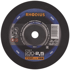 Отрезной прямой диск по стали RHODIUS из алюминиевого корунда для болгарки/УШМ, 230 х 2,5