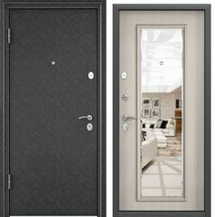Дверь входная Torex для квартиры металлическая Delta-100 860х2050, левый, зеркало, черный
