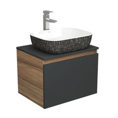 Тумба с раковиной и смесителем Bau (Тумба 60, графит + раковина 50х40 + смеситель) Bauedge