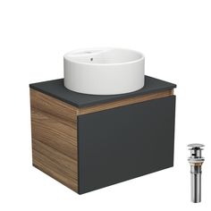 Тумба с раковиной и выпуском Bau (Тумба 60, графит + раковина D40 + выпуск) Bauedge