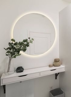 Зеркало для ванной Sun D75 круглое "парящее" с теплой LED-подсветкой No Brand