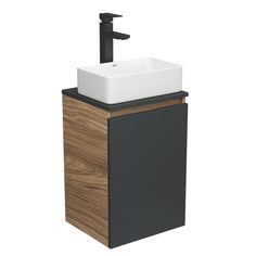 Тумба с раковиной и смесителем Bau (Тумба 40, графит + раковина 38х24 + смеситель) Bauedge