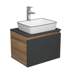 Тумба с раковиной и смесителем Bau (Тумба 60, графит + раковина 48х37 + смеситель) Bauedge