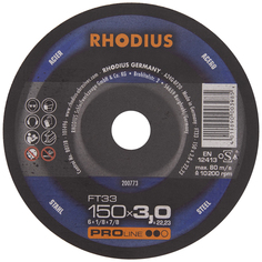 Отрезной прямой диск по стали RHODIUS из алюминиевого корунда для болгарки/УШМ, быстрый ре