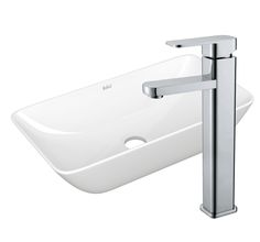 Раковина чаша накладная прямоугольная BAU Spectrum mini 47х24, белая + смеситель Bauedge