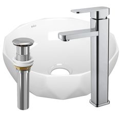Раковина накладная со смесителем и выпуском Bau Diamond D40, белая Bauedge