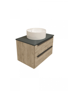 Тумба с раковиной в ванную подвесная Teymi Helmi 70, дуб крафт/графит матовый