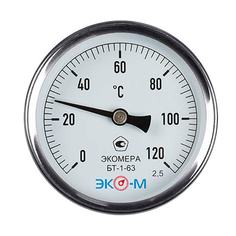 Термометр биметаллический ЭКОМЕРА БТ-1-63, 0-120С L=100