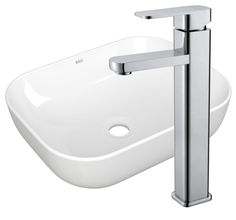 Раковина накладная прямоугольная BAU Stil 50х40, белая + смеситель Bauedge