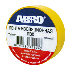 Изолента ПВХ желтая 19ммх9.1м ABRO EP-912 ж