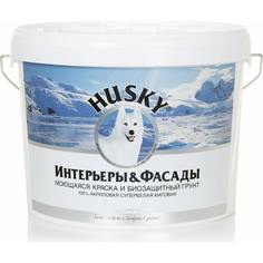 Краска-грунт моющаяся биозащитная husky интерьеры и фасады 10л