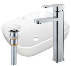 Раковина накладная со смесителем и выпуском Bau Stil 50х40, белая Bauedge