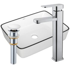 Раковина накладная со смесителем и выпуском Bau Hotel Black Rand 48х37, белая Bauedge