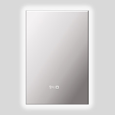 Зеркало Квартал 60*40 с тёплой LED-подсветкой и часами Alias