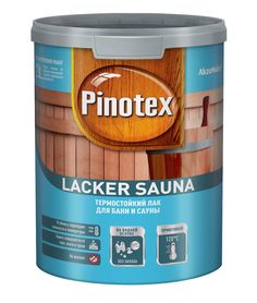 Лак Pinotex Lacker Sauna 20 на водной основе, полуматовый, 1 л
