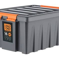 Ящик Rox Box п/п, 415x300x190 мм, с крышкой и клипсами, PRO, цв. антрацит 25339