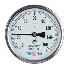 Термометр биметаллический БТ-1-100, 0-160С L=100 ЭКОМЕРА