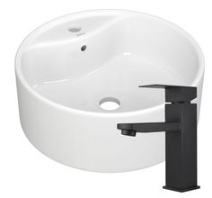 Раковина круглая накладная BAU Element D40, с отверстием под смеситель, белая + смеситель Bauedge