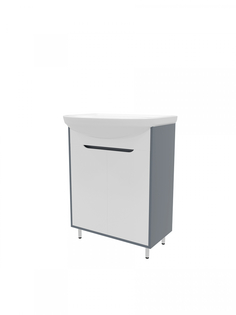 Тумба с раковиной в ванную Teymi Aina 60, белый/графит T60004 - Вн МуБ05