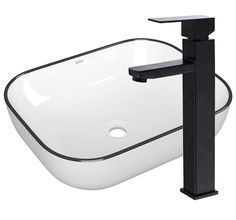 Раковина санфаянс накладная BAU Stil Black Rand 50х40, белая, черный кант + смеситель Bauedge