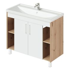 Тумба с раковиной напольная Ika Lite 100 1010х455х840 Белый глянец