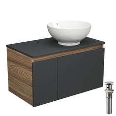 Тумба с раковиной и выпуском Bau (Тумба 80, графит + раковина D41 + выпуск) Bauedge