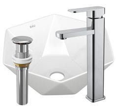 Раковина накладная со смесителем и выпуском Bau Crystal 40х40, белая Bauedge