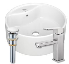 Раковина накладная со смесителем и выпуском Bau Element D40, белая Bauedge