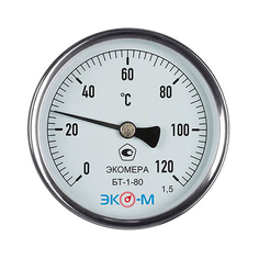 Термометр биметаллический ЭКОМЕРА БТ-1-80, 0-120С L=60