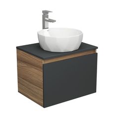 Тумба с раковиной и смесителем Bau (Тумба 60, графит + раковина D40 + смеситель) Bauedge