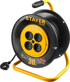 Удлинитель на катушке STAYER ПВС 2х0.75 30м 2200Вт, MS 207