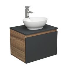 Тумба с раковиной и смесителем Bau (Тумба 60, графит + раковина 41х33 + смеситель) Bauedge