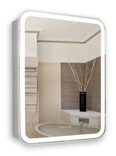 Зеркало-шкаф 50 см с часами и сменой цвета подсветки Silver Mirrors Фиджи левый/правый