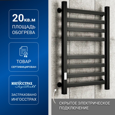 Полотенцесушитель электрический Маргроид BAU В81/10 50х80, 2 - 4х4 (30*10), т.слева, ЧЕРНЫ